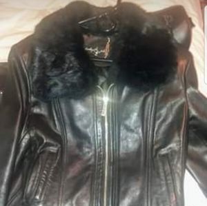 Leather waist length coat